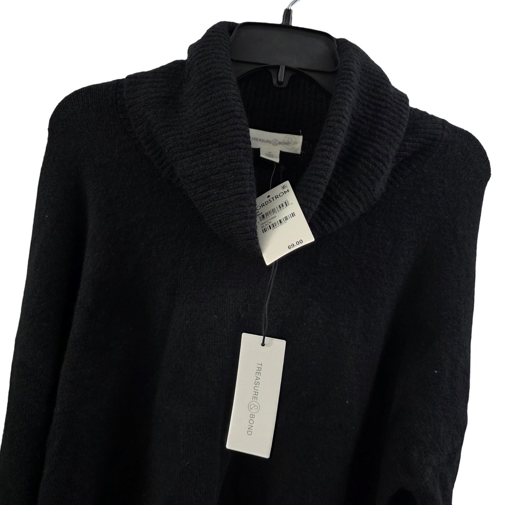 Treasure & Bond Black Cowl Neck Ribbed Trim Sweater TB452738MI Mens Medium NWT